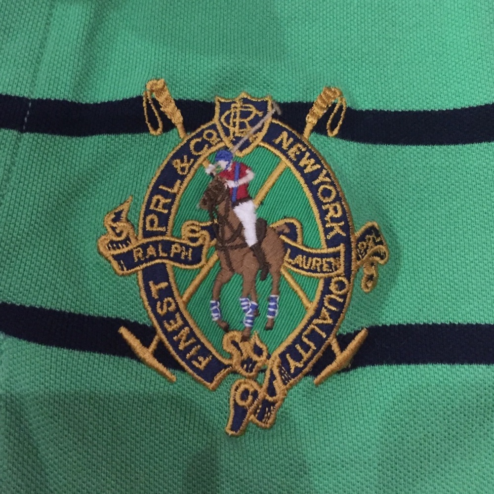 Ralph Lauren stripe polo wht collar - Picture 2 of 3